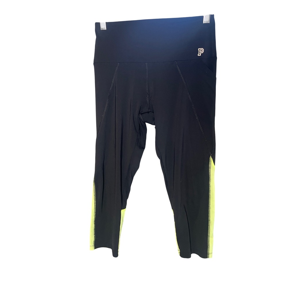 Pink Victoria's Secret Ultimate Leggings Black Neon Yellow Colorblock Medium